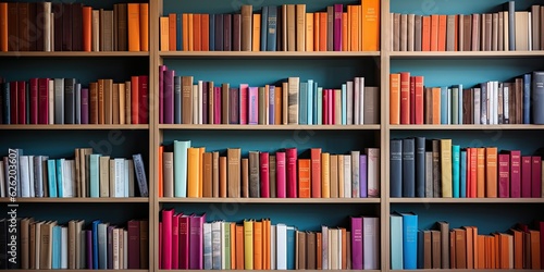 Colorful and modern bookshelf. Generative AI