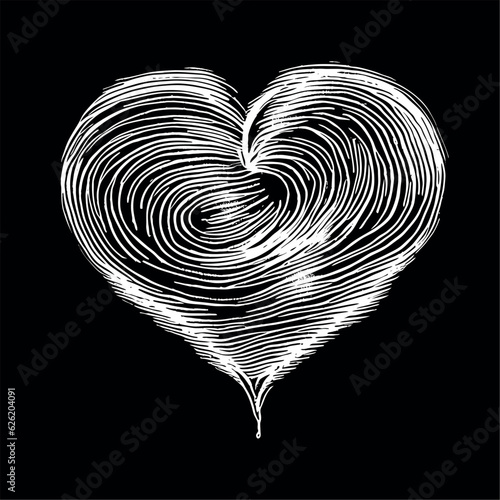 stylized black and white vector heart