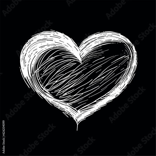 stylized black and white vector heart