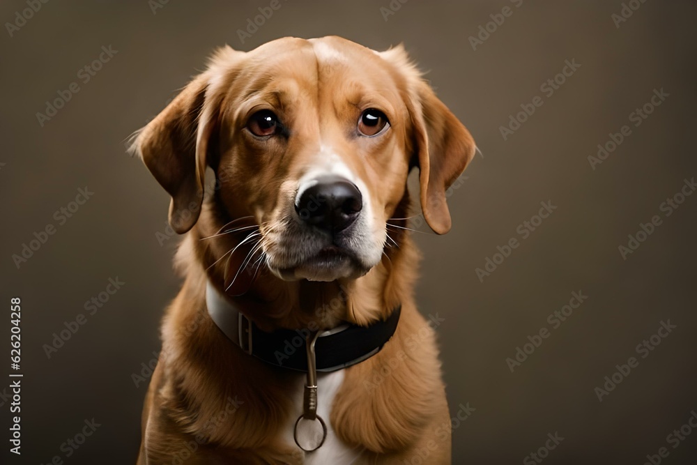 cute close up portrait of a dog looking to the camera on neutral background created with generative ai technology cute close up portrait of a dog looking to the camera on neutral background created with generative ai technology