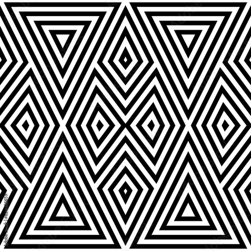 Seamless pattern. Rhombuses, triangles ornament. Geometrical backdrop. Abstract background. Ethnic motif. Geometric figures wallpaper. Digital paper. Ethnical textile print. Web design. Vector art