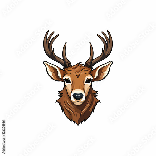 Young Brown Elk or Deer head Logo, Cute Deer Mascot Logo vector illustration, Deer isolated on white background ready for print design on t shirt