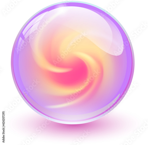 3d glass marble ball with s...