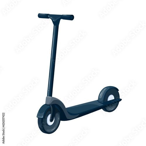 Electric or kick scooter vector illustration. Cartoon isolated eco vehicle for children with two wheels, board for standing and handle, modern push scooter for city travel, sport activity in park