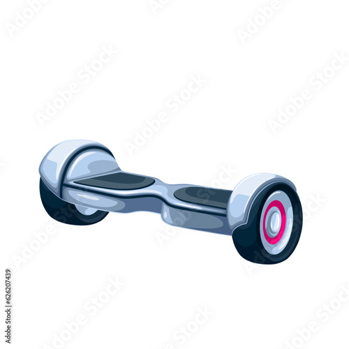 Gyroscooter hoverboard vector illustration. Cartoon isolated electric self balancing gyro scooter with two wheels, transport with board for standing, modern smart gadget gyroscooter for city travel