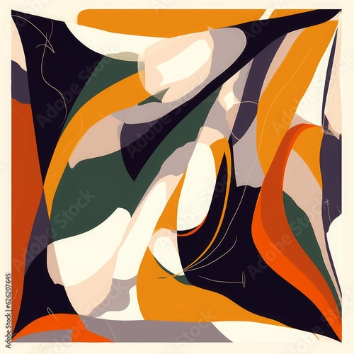 Silk scarf modern design. Abstract style illustration. Fashionable  template for your design, Generative AI