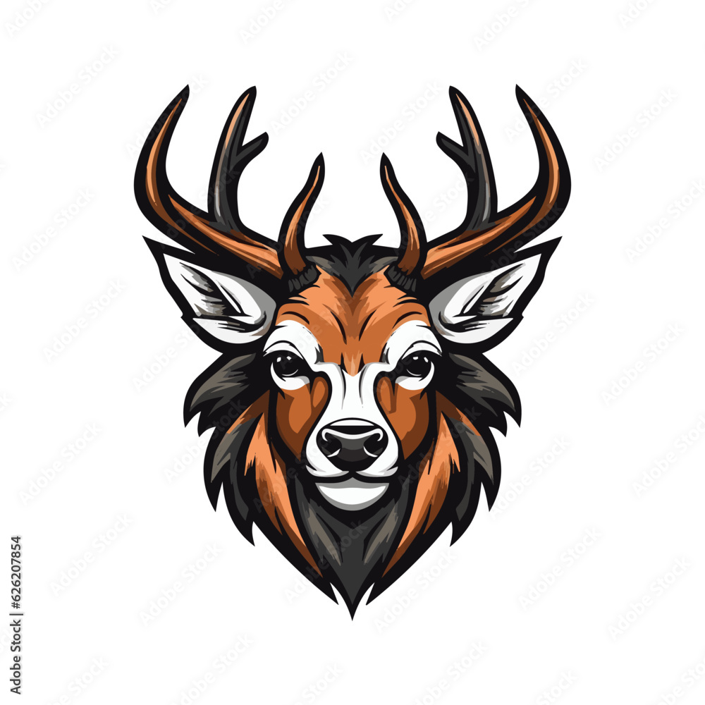 Modern Deer Logo Design Concept, Brown Deer Mascot Logo isolated on white background, Deer Head Esports emblem logo Modern Deer Logo Design Concept, Brown Deer Mascot Logo isolated on white background, Deer Head Esports emblem logo