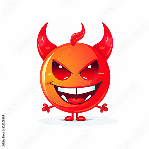 Devil emoticon icon. Emoji sticker character. On white background. Generative Ai illustration
