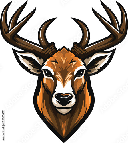Brown Stag Mascot Logo Vector Illustration, Deer Logo Concept isolated on white background, Deer Emblem Sports Logo for Club or Team identity