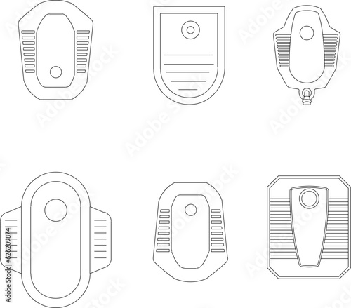 Detailed sketch of public bathroom urinal for people