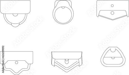 Detailed sketch of public bathroom urinal for people