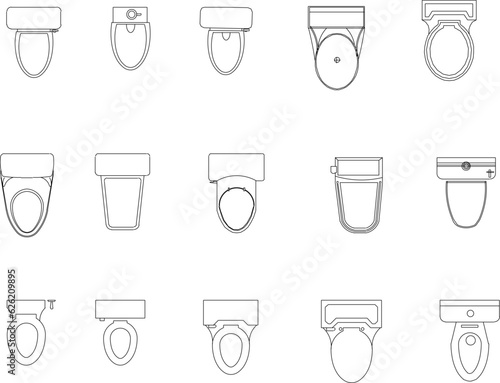 Bathroom toilet and urinal detailed silhouette vector illustration sketch