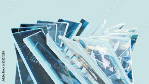 Obraz na płótnie Modern material design concept background. 3d illustration. Science and technology. Bright glass screens w salonie