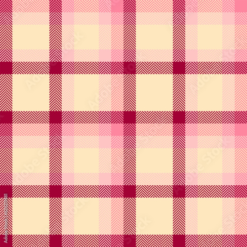 Check textile fabric of seamless vector background with a texture plaid tartan pattern.