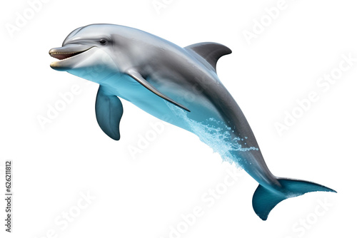 Print op canvas Cute dolphin jumping isolated on white background