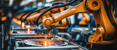 Fotografia Robotic assembly line in an automotive factory