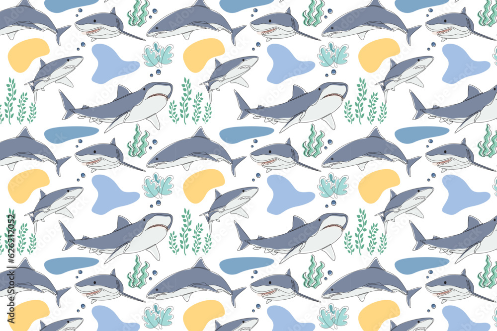 Seamless childish pattern with funny fishes. Creative scandinavian kids texture for fabric, wrapping, textile, wallpaper, apparel. Vector illustration background in white Seamless childish pattern with funny fishes. Creative scandinavian kids texture for fabric, wrapping, textile, wallpaper, apparel. Vector illustration background in white