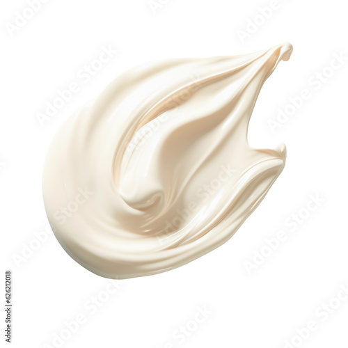 White cosmetic cream Isolated on White Background. Swatche. Grooming Products. Drop of liquid stroke With clipping path. Full depth of field. Focus stacking. PNG. Generative AI