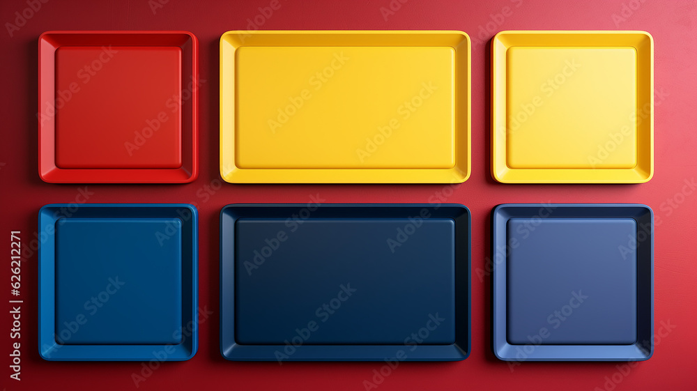 bright yellow rectangular frame on a blue background. Generative AI bright yellow rectangular frame on a blue background. Generative AI