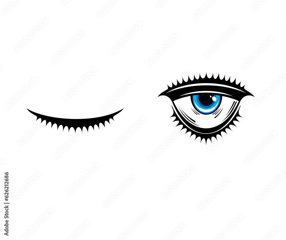 Closed and open eyes, insight of creative line icon Closed and open eyes, insight of creative line icon