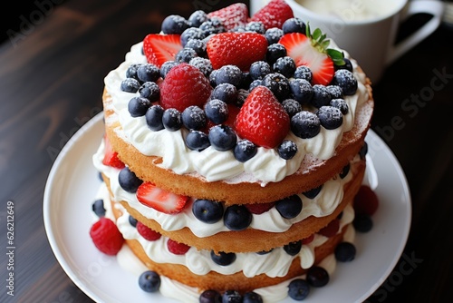 Tasty cake with fruits