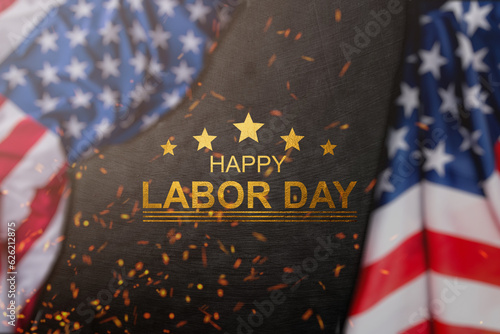 USA Labor Day background vector illustration with USA flag, Labor Day United States Of America typography.
