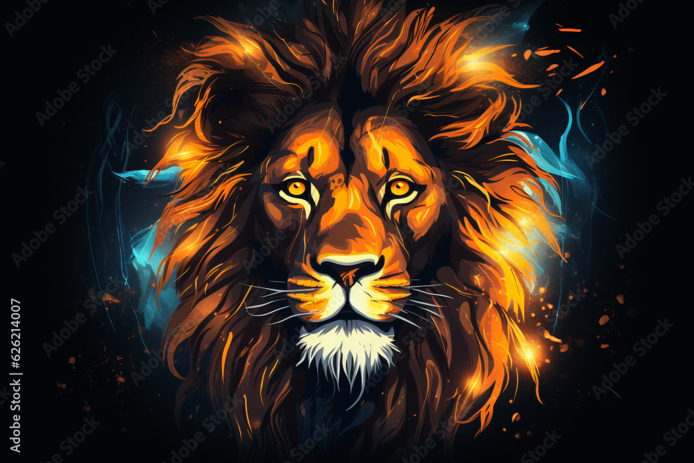 Illustration of a Lion Painting Cartoon