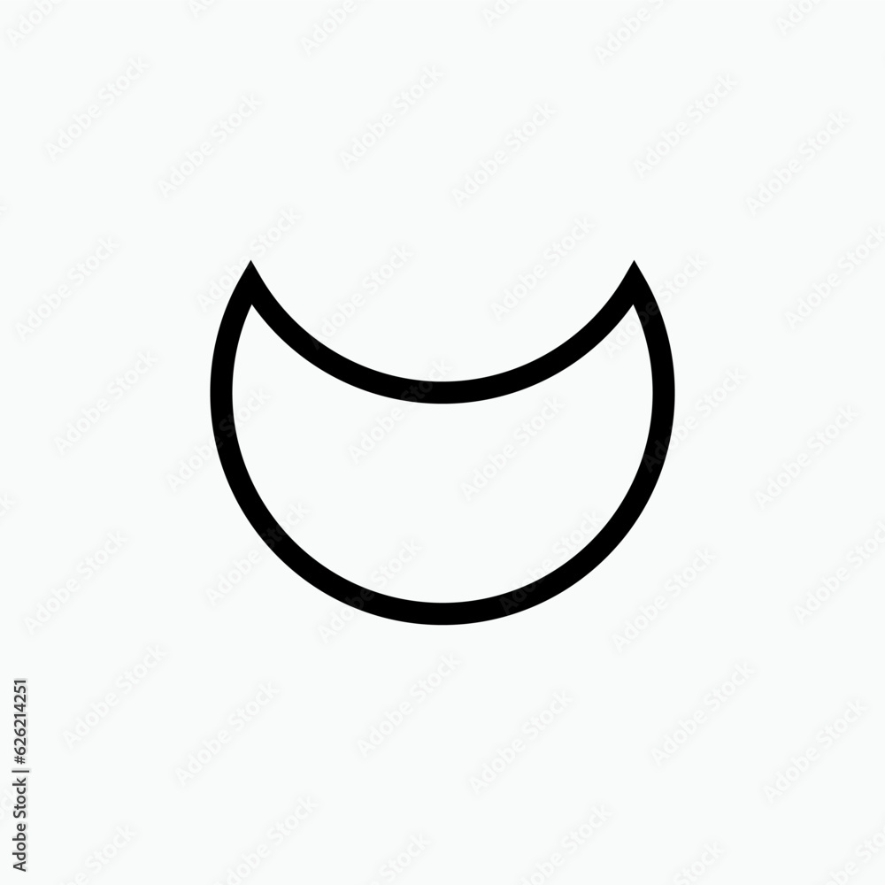 Crescent Moon Icon. Astronomy Element Symbol - Vector. Crescent Moon Icon. Astronomy Element Symbol - Vector.