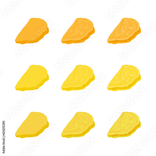 A vector drawn omelette illustration with various colors and amount of details