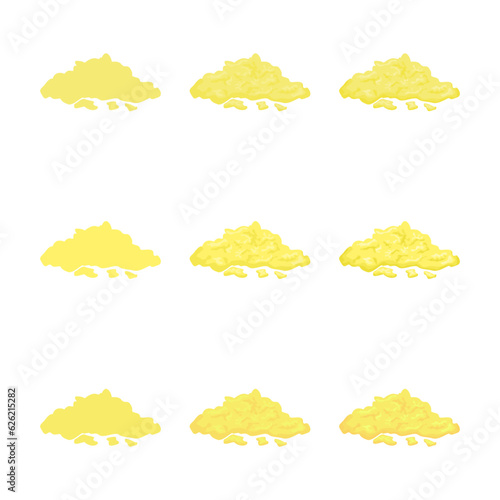 A vector drawn scrambled egg illustration with various colors and amount of details