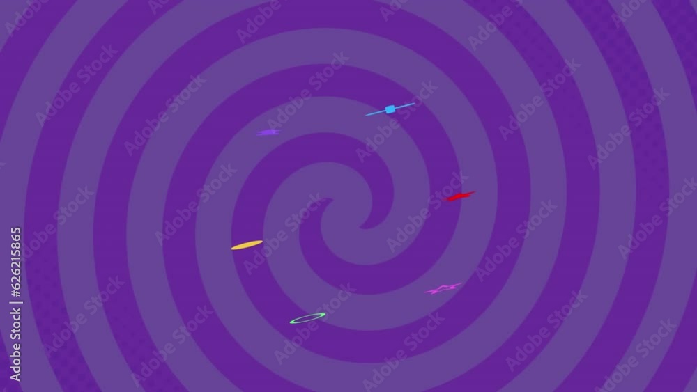 Animation of shapes and purple circles moving on seamless loop background Animation of shapes and purple circles moving on seamless loop background