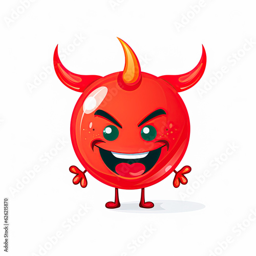 Devil emoticon icon. Emoji sticker character. On white background. Generative Ai illustration