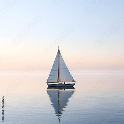 Graceful Serenity: Solitary Sailboat on Calm Waters