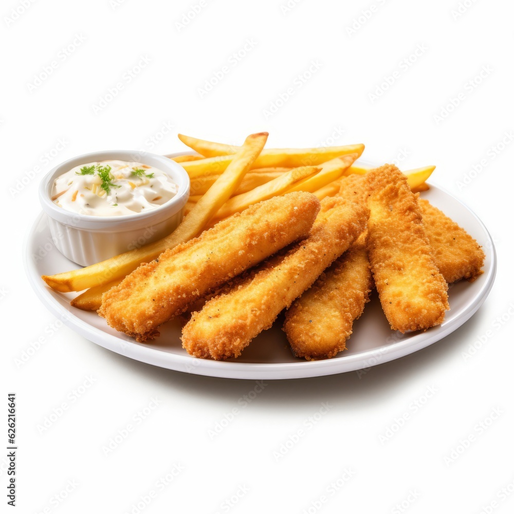 A plate of crispy french fries served with a delicious dipping sauce A plate of crispy french fries served with a delicious dipping sauce