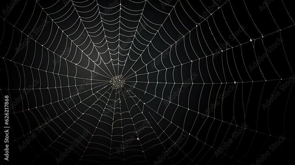 Naklejka premium Halloween spider web pattern on dark surface, creepy and mysterious.