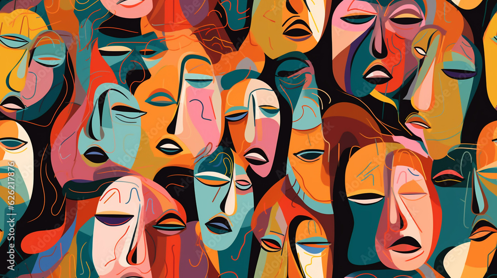 Abstract human face art - Generative AI Abstract human face art - Generative AI