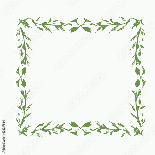 Fototapeta Naklejka Na Ścianę i Meble -  green leaves frame vector