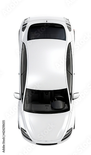 White Abstract Car Top View. Realistic Illustration. Ai Generative © susse_n