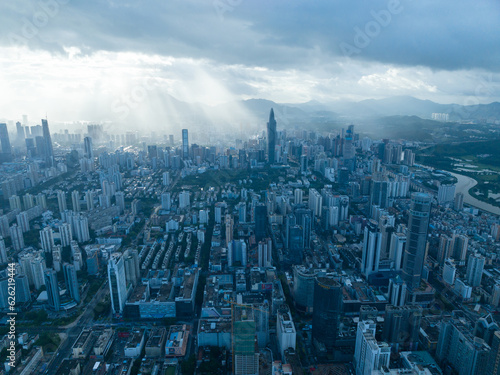 Shenzhen  China - May 29  2022  Aerial view of landscape in shenzhen city  China