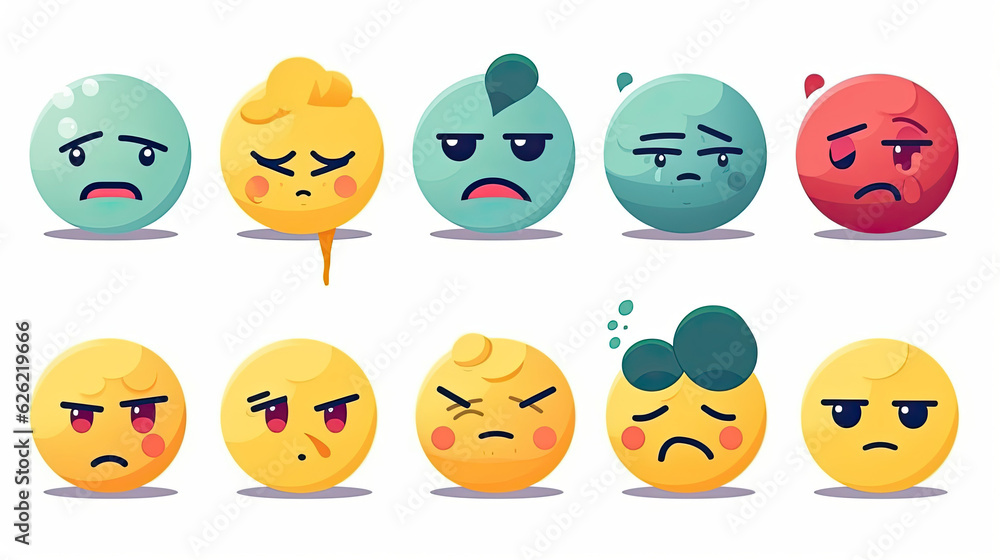 Emoticon face set with different facial expressions. Emoticon face set with different facial expressions.