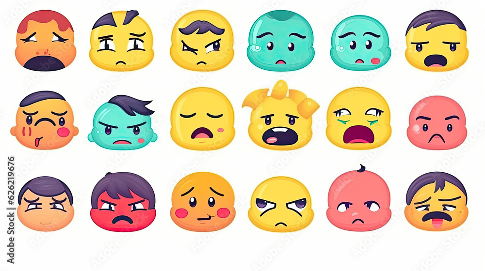 Emoticon set. Facial expression isolated on white background. Emoticon set. Facial expression isolated on white background.