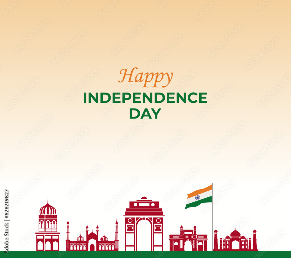 Happy Independence Day of India. 15 August. Holiday concept. Template with background, banner, poster and card. vector illustration.