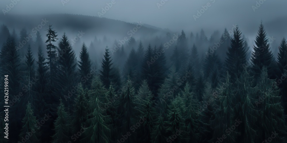AI Generated. AI Generative. Mist magic fog night dark forest tree jungle landscape background. Scary nature outdoor adventure explore travel vibe style view landmark AI Generated. AI Generative. Mist magic fog night dark forest tree jungle landscape background. Scary nature outdoor adventure explore travel vibe style view landmark