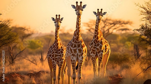 a group of giraffes in a field