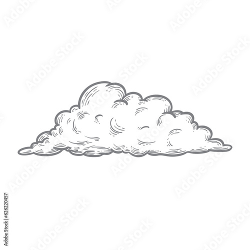 Vector hand drawn cloud. Sketch style vintage illustration. Vector illustration.