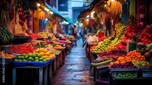 a fruit stand with fruits photo
