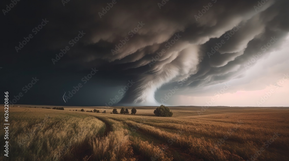 Supercell thunderstorm. Generative AI.  