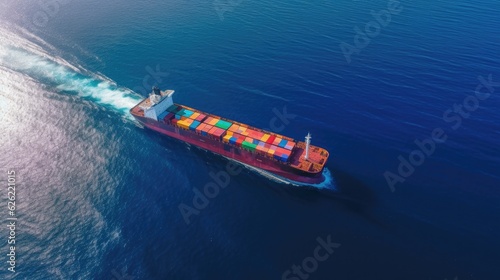 Aerial top view of a container cargo ship © Fly Frames