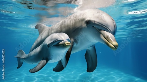 a group of dolphins swimming in water © KWY