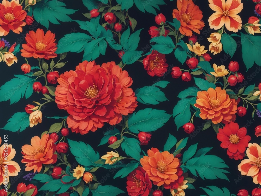 seamless pattern of real flowers. abstract colorful flowers background.